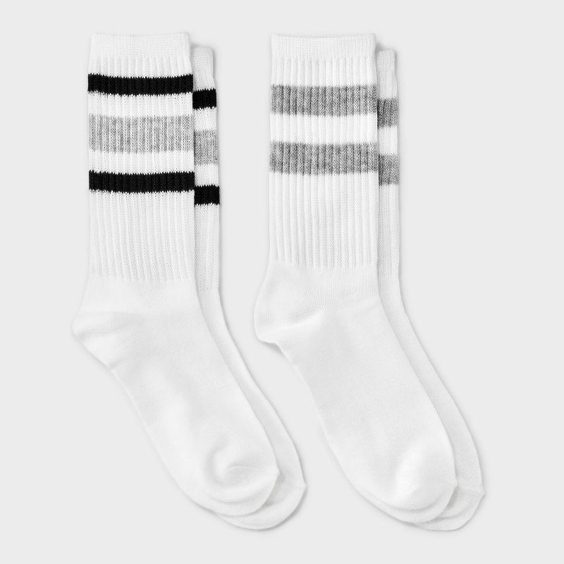 Girls' 2pk striped crew socks - art class™