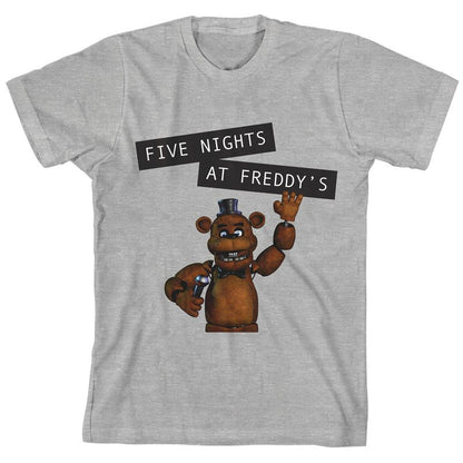 تي شيرت شبابي رمادي هيذر بأكمام قصيرة ورقبة دائرية من Five Nights at Freddy's