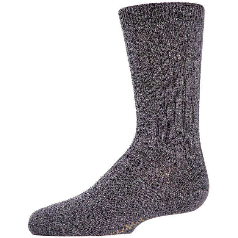 Memoi Boys' Essential Ribbed Mercerized Cotton Crew Socks