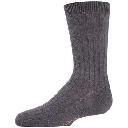 Memoi Boys' Essential Ribbed Mercerized Cotton Crew Socks