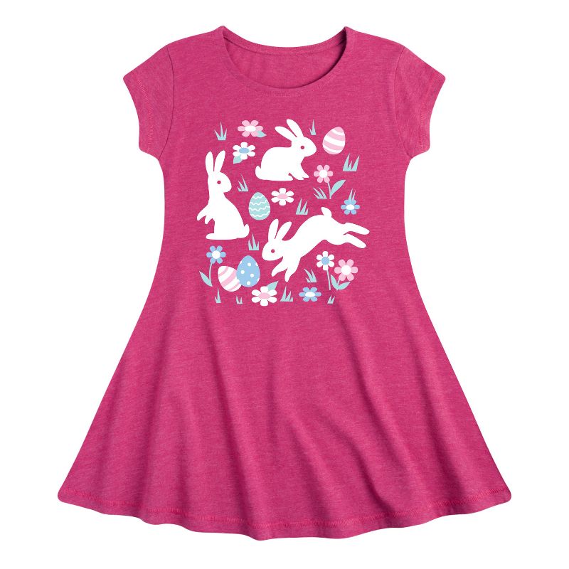 Girls' - Instant Message - Easter Scene Fit & Flair Cap Sleeve Dress
