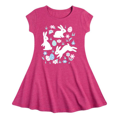 Girls' - Instant Message - Easter Scene Fit & Flair Cap Sleeve Dress