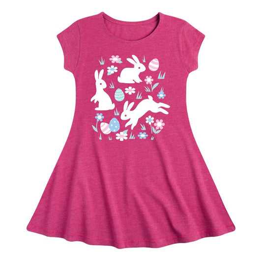 Girls' - Instant Message - Easter Scene Fit & Flair Cap Sleeve Dress