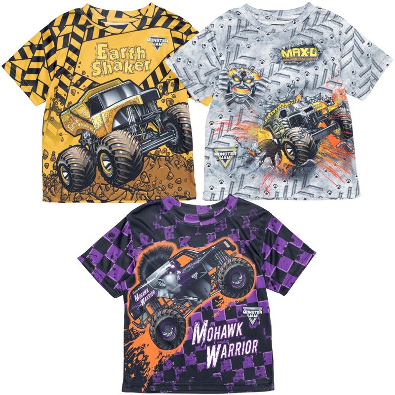 Monster Jam Grave Digger El Toro Loco Megalodon Truck 3 Pack T-Shirts