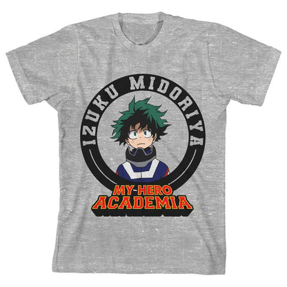 تي شيرت رياضي هيذر للأولاد بأكمام قصيرة وياقة دائرية من My Hero Academia Izuku Midoriya In Circle