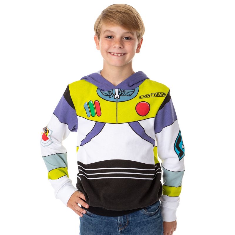 سويت شيرت بقلنسوة متعدد الألوان من مجموعة Toy Story Buzz Lightyear Space Ranger من ديزني للأولاد سبع مرات ستة