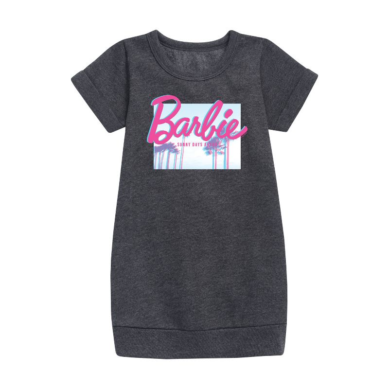Girls' - Barbie - Sunny Days Ahead Graphic Short Sleeve Fleece Dress