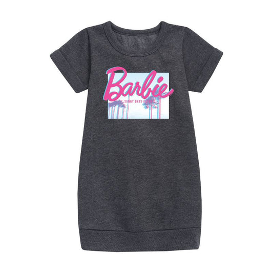 Girls' - Barbie - Sunny Days Ahead Graphic Short Sleeve Fleece Dress