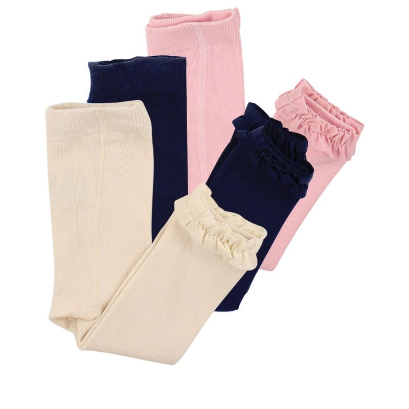 RuffleButts Girls 3-Pack Footless Ruffle Tights
