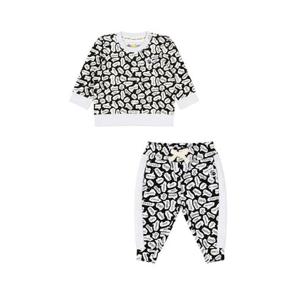 Mixed Up Clothing Baby Crewneck Sweatshirt and Jogger Pant Set - Black/White/Hello