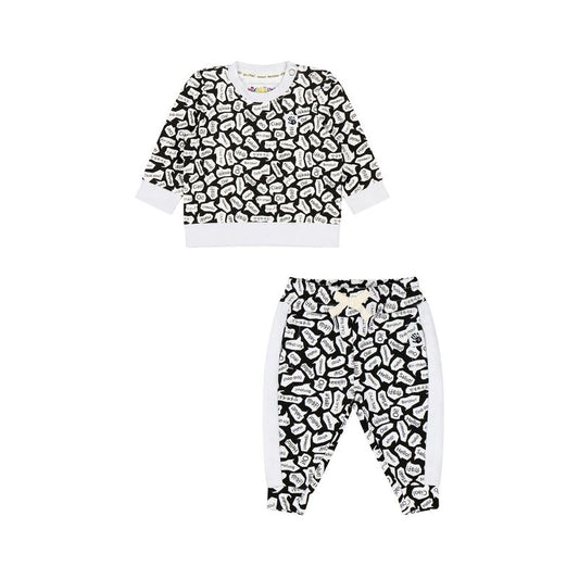 Mixed Up Clothing Baby Crewneck Sweatshirt and Jogger Pant Set - Black/White/Hello