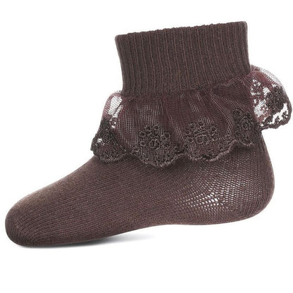 Memoi Classic Lace Girls Ruffle Anklet Socks