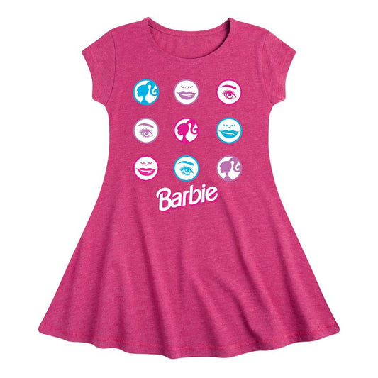 فستان باربي الأصلي ذو الأكمام القصيرة بتصميم شبكي دائري من مجموعة أيقونات أصلية للبنات