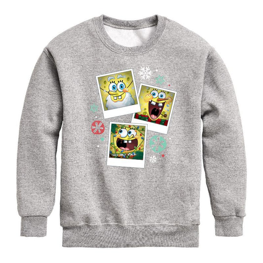 Boys' - SpongeBob SquarePants - Christmas Photo Collage Graphic Long Sleeve Fleece Sweatshirt