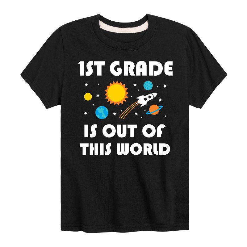 تي شيرت جرافيكي بأكمام قصيرة للصف الأول الابتدائي - رسالة فورية - من خارج هذا العالم