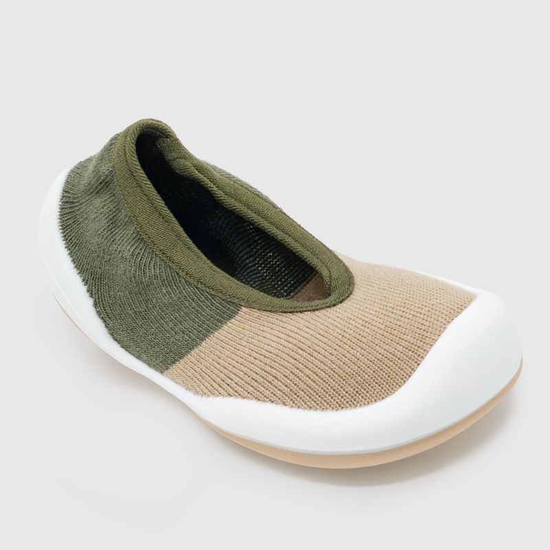Komuello Toddler Boy Girl First Walk Sock Shoes Flat Style Color Block Olive