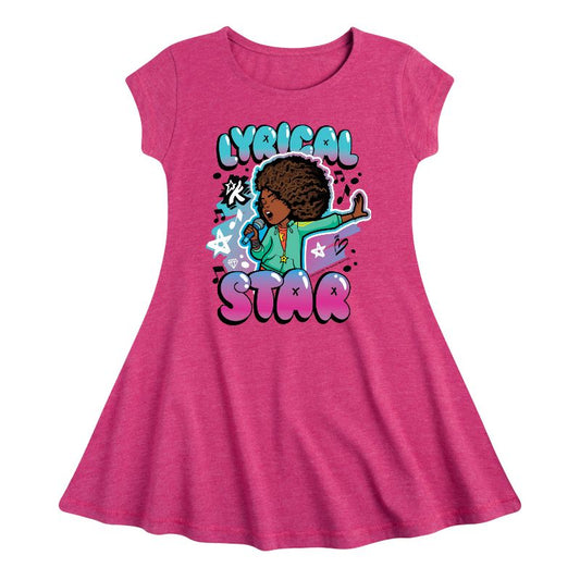 Girls' - Karma's World - Lyrical Star Airbrush Style Fit & Flair Cap Sleeve Dress