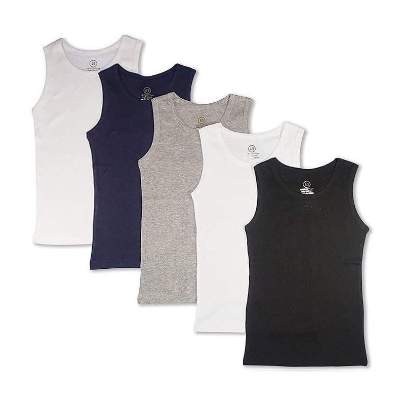 Studio 3 Little/Big Boys 5 Pack Everyday Wear Rib Knit Tank Tops