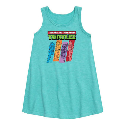 Girls' - Teenage Mutant Ninja Turtles - Color Stripes Graphic Sleeveless Aline Dress