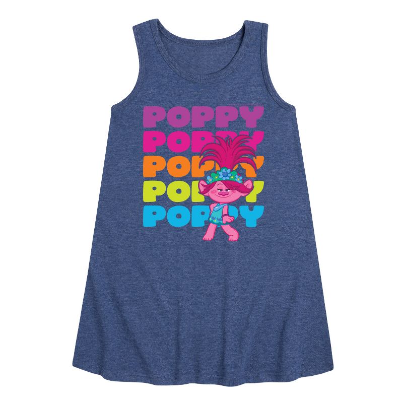 Girls' - Trolls - Poppy Stacked Name Graphic Sleeveless Aline Dress