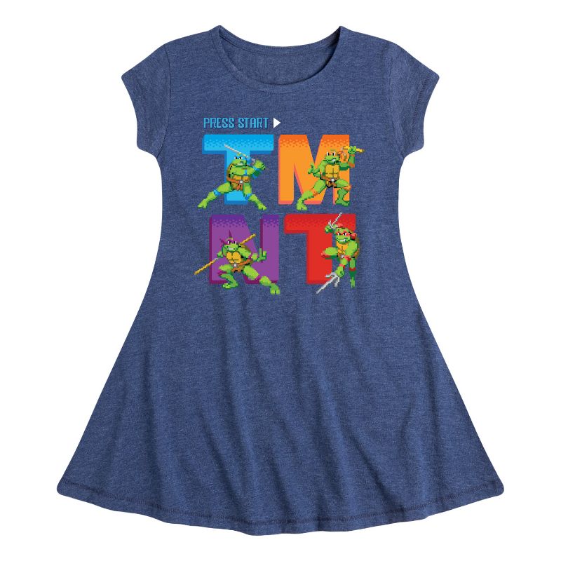 فستان بناتي - سلاحف النينجا المراهقة المتحولة - فستان بأكمام قصيرة بقصة ضيقة ونمط شبكي