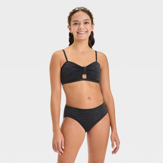 Girls' Seaside Shine Solid Bikini Set - art class™ Black