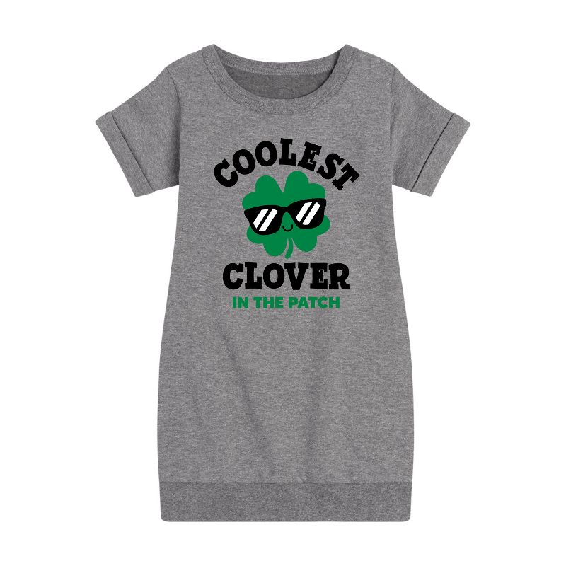 Girls' - Instant Message - St. Patrick's Day Coolest Clover in the Patch Graphic Short Sleeve Fleece Dress