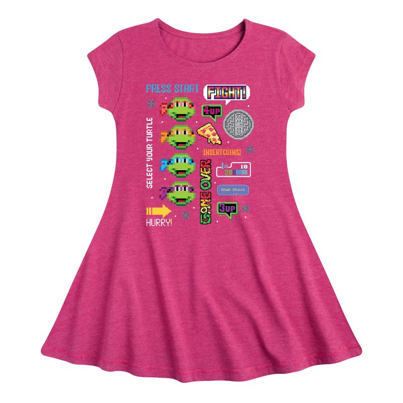 Girls' - Teenage Mutant Ninja Turtles - Icon Cluster Fit & Flair Cap Sleeve Dress