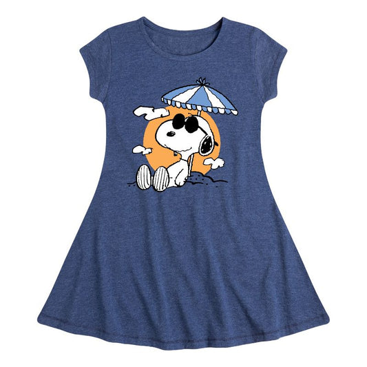 Girls' - Peanuts - Snoopy Beach Day Fit & Flair Cap Sleeve Dress