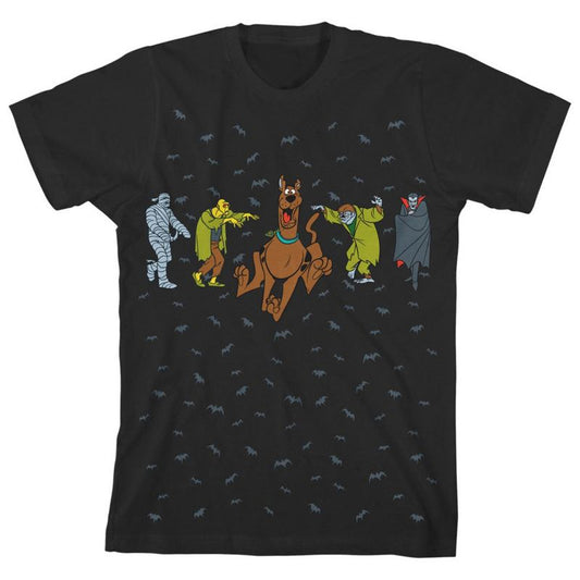 Scooby Doo and Monsters Youth Black Short Sleeve Crew Neck Tee