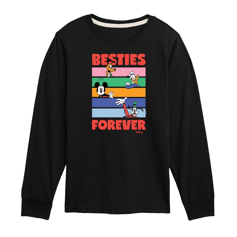 Boys' - Disney - Mickey Donald Goofy and Pluto Besties Forever Long Sleeve Graphic T-Shirt