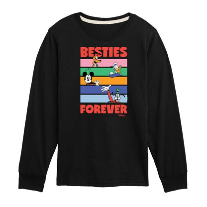Boys' - Disney - Mickey Donald Goofy and Pluto Besties Forever Long Sleeve Graphic T-Shirt