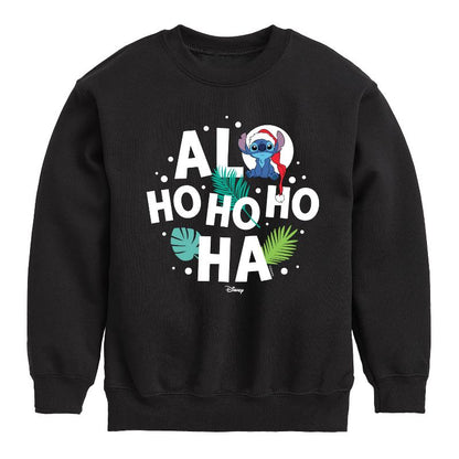 Boys' - Lilo and Stitch - Alo Ho Ho Ho Ha Graphic Long Sleeve Fleece Sweatshirt