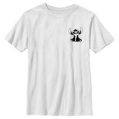 Boy's Lilo & Stitch Black and White Sketch Stitch T-Shirt