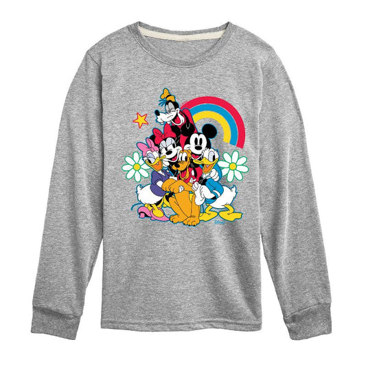 Boys' - Disney - Character Group Rainbow Flower Long Sleeve Graphic T-Shirt