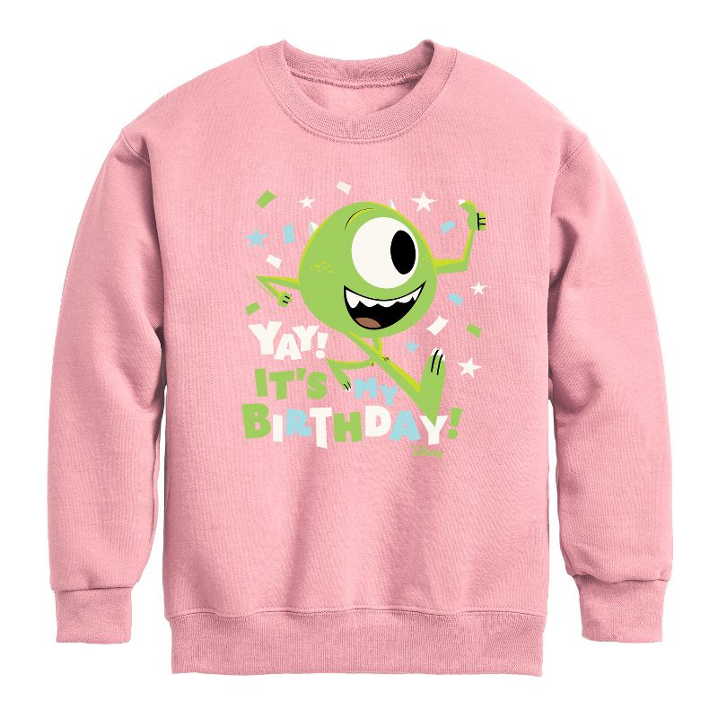 Boys' - Disney - Mike Yay It's My Birthday Graphic Long Sleeve Fleece Sweatshirt