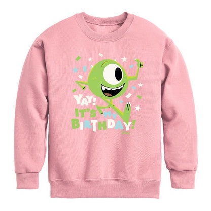 Boys' - Disney - Mike Yay It's My Birthday Graphic Long Sleeve Fleece Sweatshirt