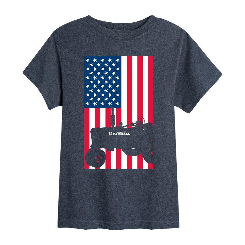 Boys' - Case IH - American Flag Farmall Tractor Silhouette Short Sleeve Graphic T-Shirt