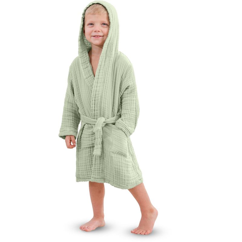 Muslin Bath Robe for Kids 100% Cotton, 4-Layer Absorbent Muslin Fabric By Comfy Cubs