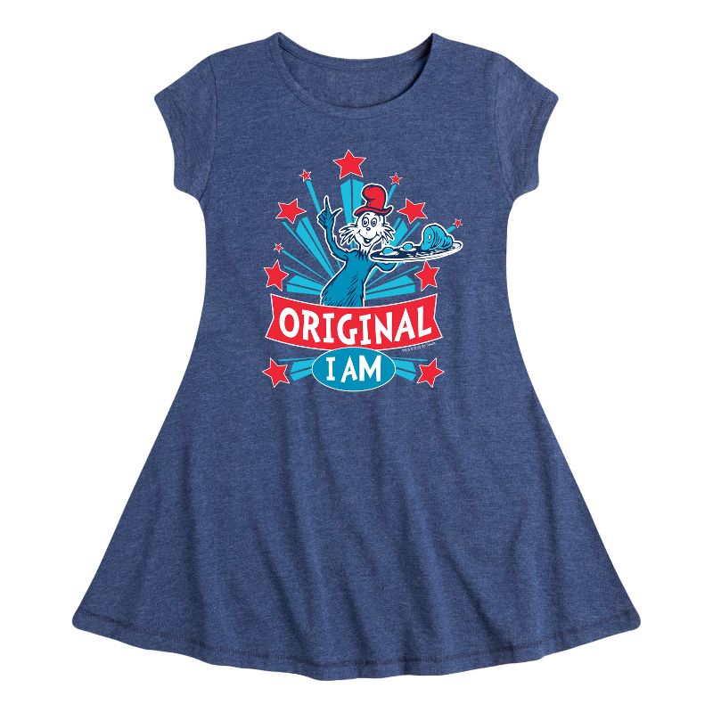 فستان بناتي - دكتور سوس - أصلي من مجموعة "أنا أخضر" مع بيض ولحم خنزير، بتصميم أنيق وأكمام قصيرة