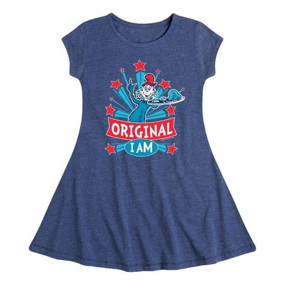 فستان بناتي - دكتور سوس - أصلي من مجموعة "أنا أخضر" مع بيض ولحم خنزير، بتصميم أنيق وأكمام قصيرة