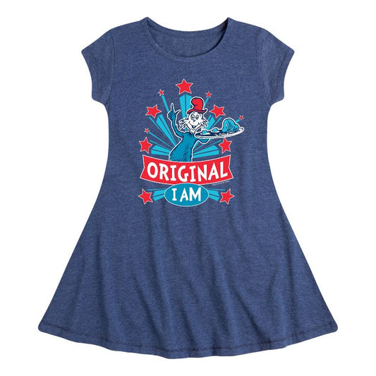 Girls' - Dr. Seuss - Original I am Green Eggs and Ham Fit & Flair Cap Sleeve Dress