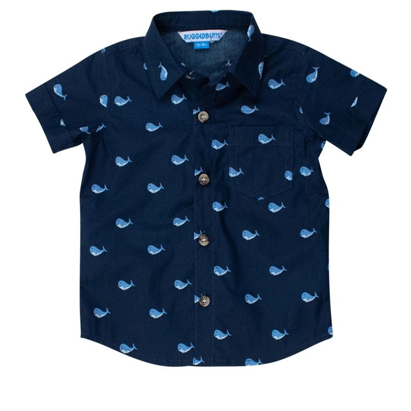 RuffleButts Toddler Short Sleeve Button Down Shirt