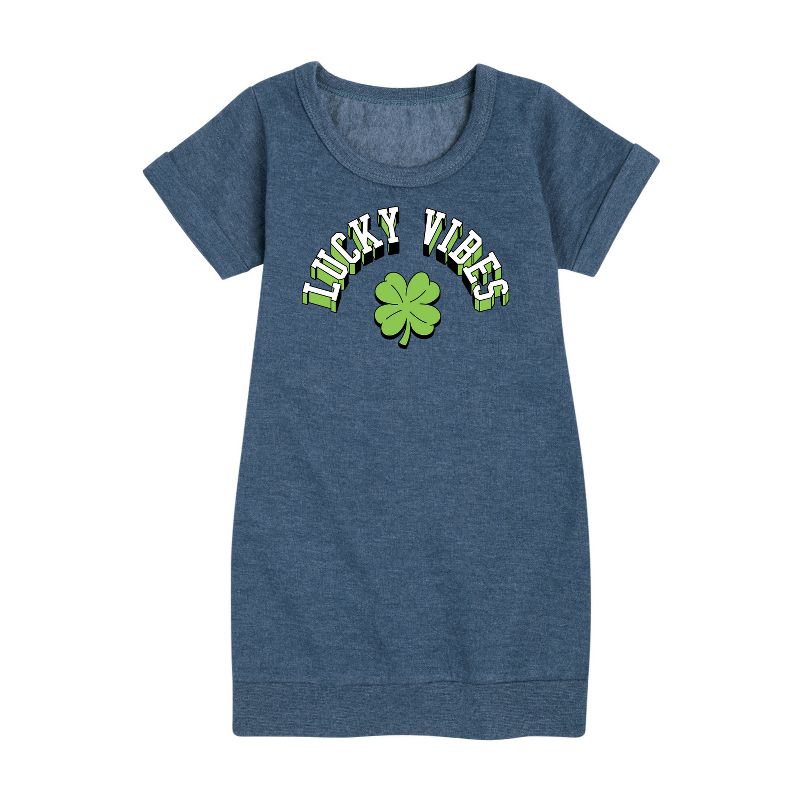 Girls' - Instant Message - St. Patrick's Day Lucky Vibes Graphic Short Sleeve Fleece Dress