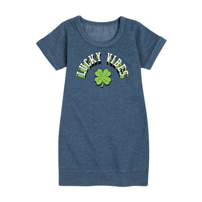 Girls' - Instant Message - St. Patrick's Day Lucky Vibes Graphic Short Sleeve Fleece Dress