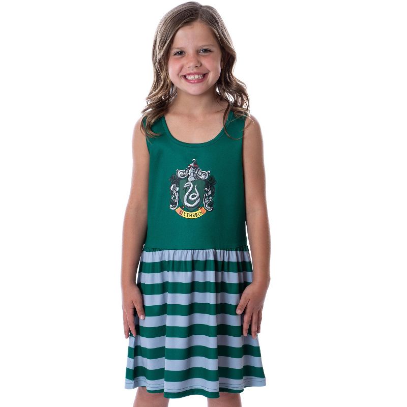 Harry Potter Girls All Houses Crest Logo Tank Stripe Accent Pajama Nightgown