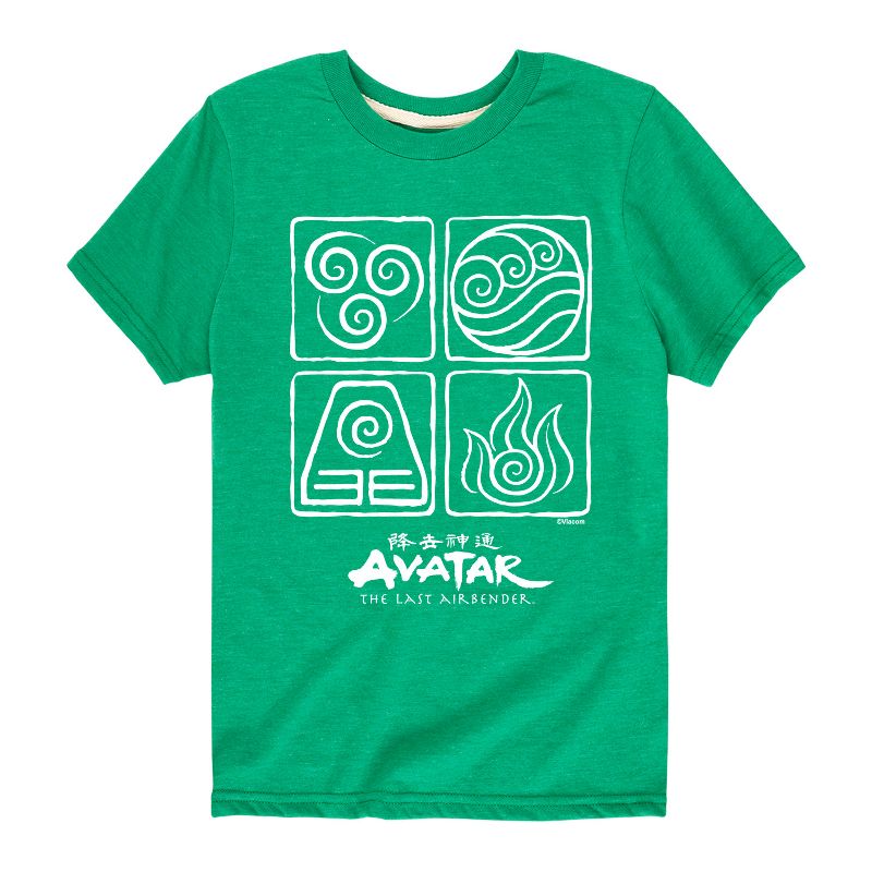 Boys' - Avatar: The Last Airbender - Air Water Earth Fire Grid Short Sleeve Graphic T-Shirt