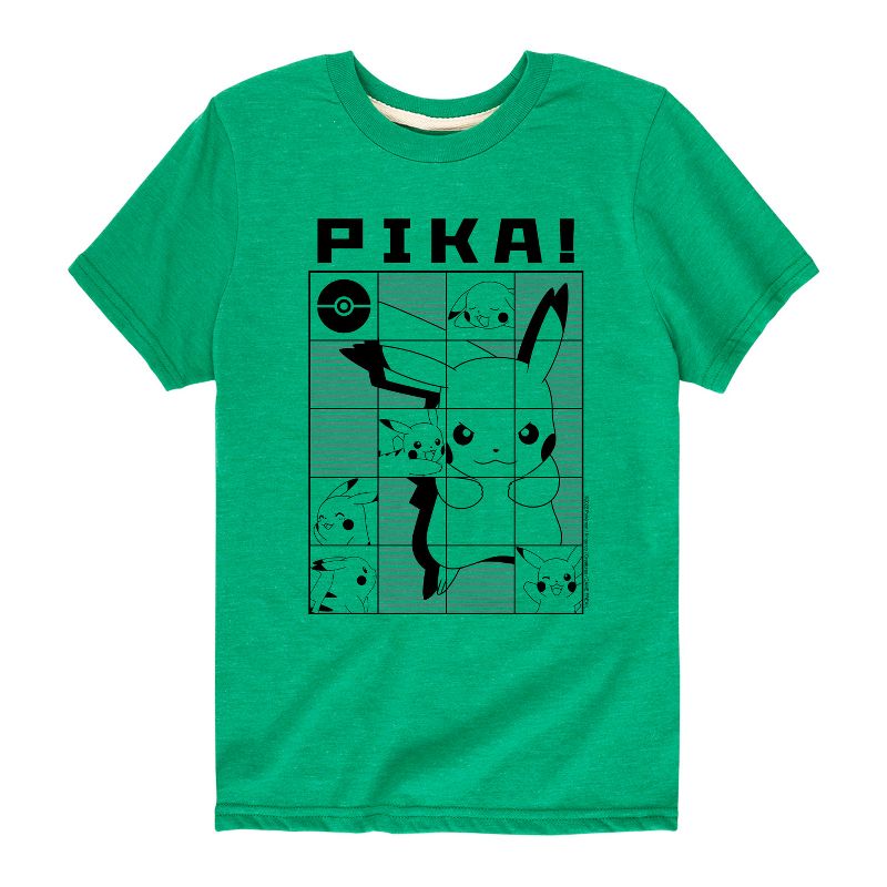 تي شيرت جرافيكي بأكمام قصيرة بتصميم شبكي من بوكيمون للأولاد - بيكا بيكاتشو