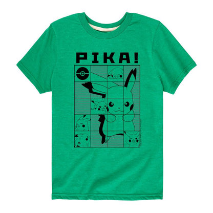 تي شيرت جرافيكي بأكمام قصيرة بتصميم شبكي من بوكيمون للأولاد - بيكا بيكاتشو