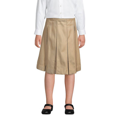 Lands' End School Uniform Kids Solid Box Pleat Skirt Below the Knee